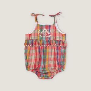 LITTLE SUMMER FRANNIE ROMPER, RED MADRAS PLAID